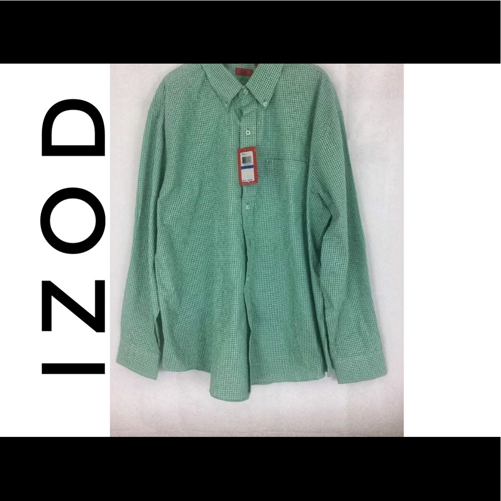 Izod Seaside Green Plaid Shirt Long Sleeve Size XL
